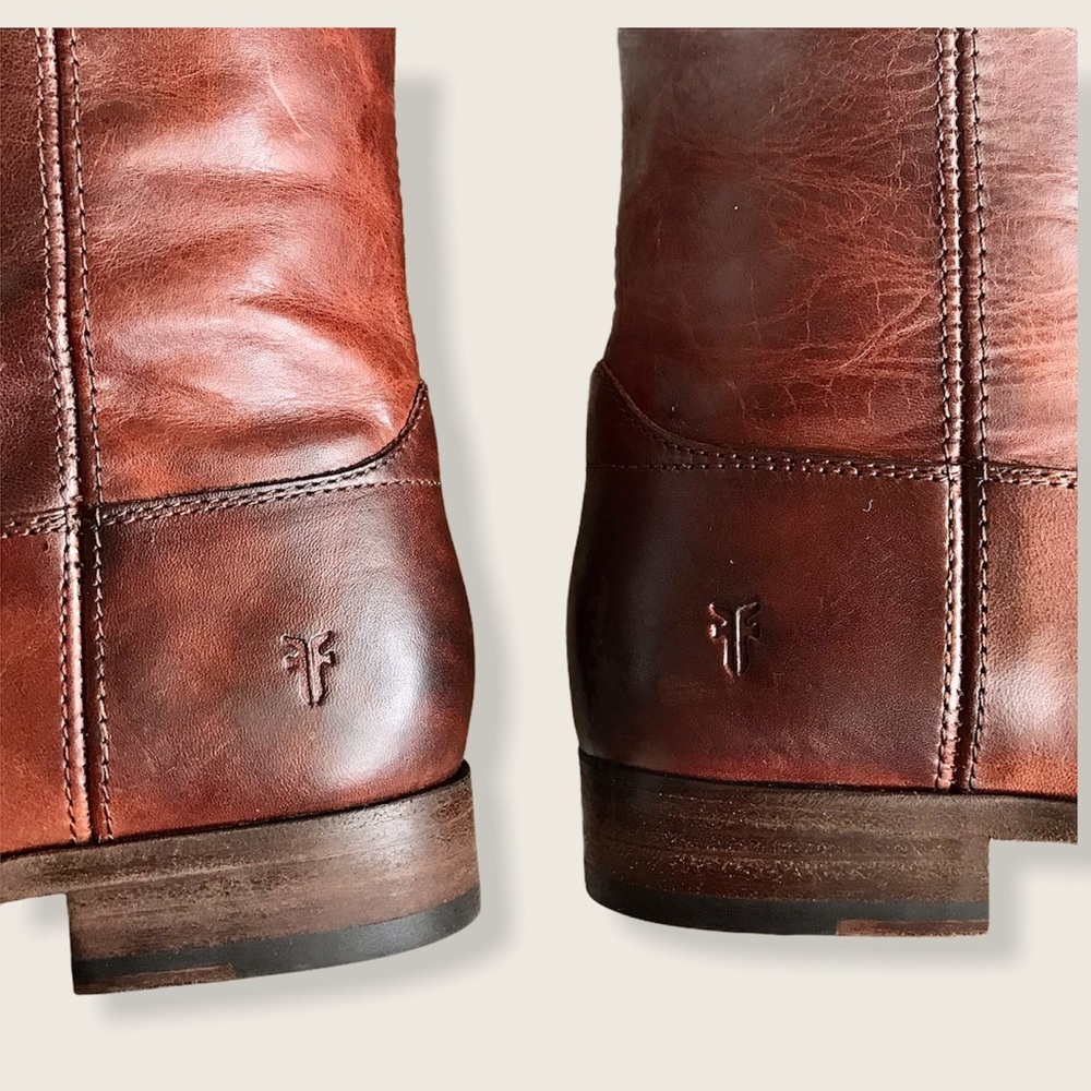 Frye Melissa Button 2 Redwood Leather Tall Boots - Picture 12 of 15